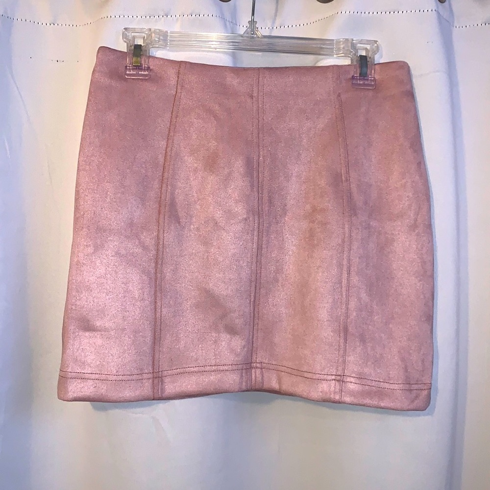 Mini Pink Suede Skirt